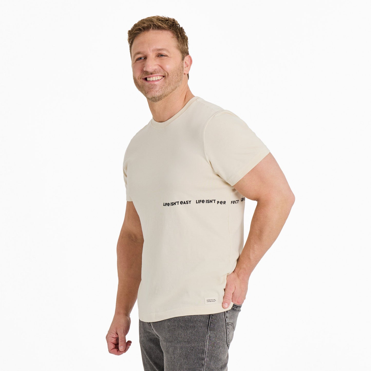 Men's Life Isn't Easy Message Short Sleeve Crusher Tee