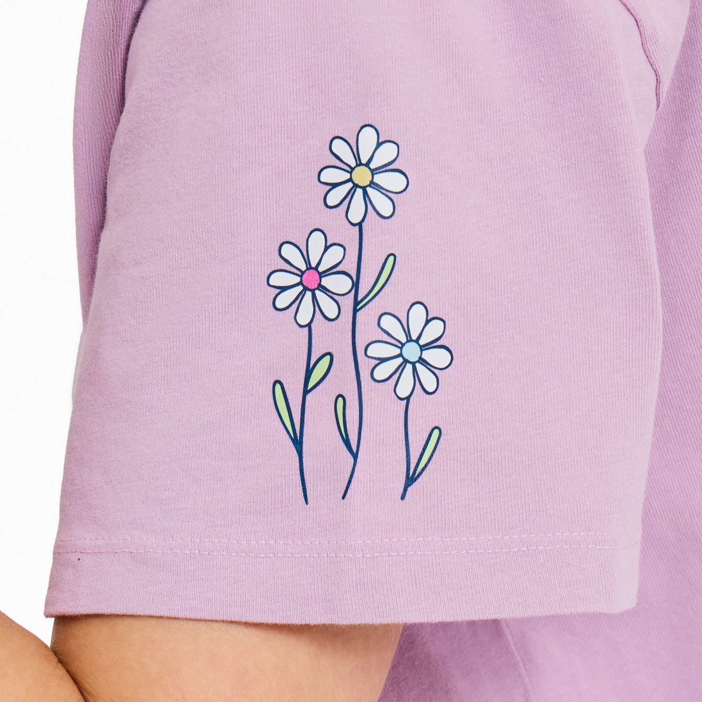 Women's Vintage Daisy Garden Short Sleeve Crusher Boxy Tee