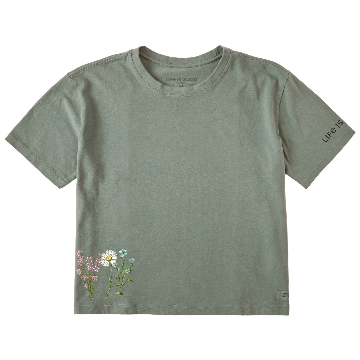 Women's Detailed Wildflower Garden Short Sleeve Crusher Boxy Tee