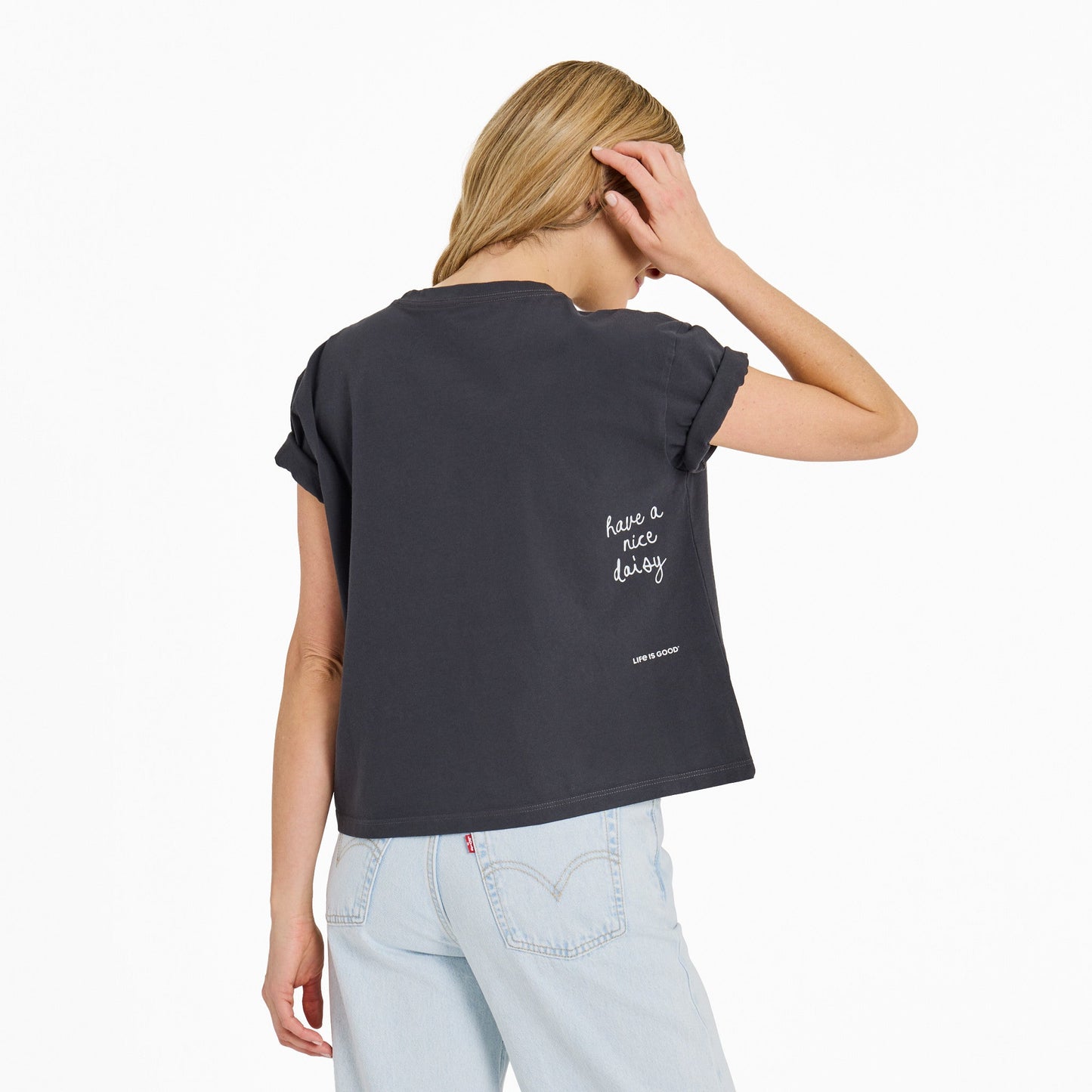 Women's Three Little Daisies Short Sleeve Crusher Boxy Tee