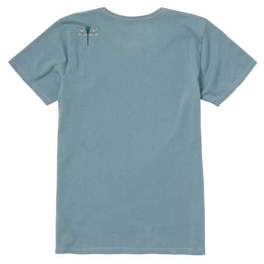 Women's Detailed Little Dragonfly Short Sleeve Crusher Tee