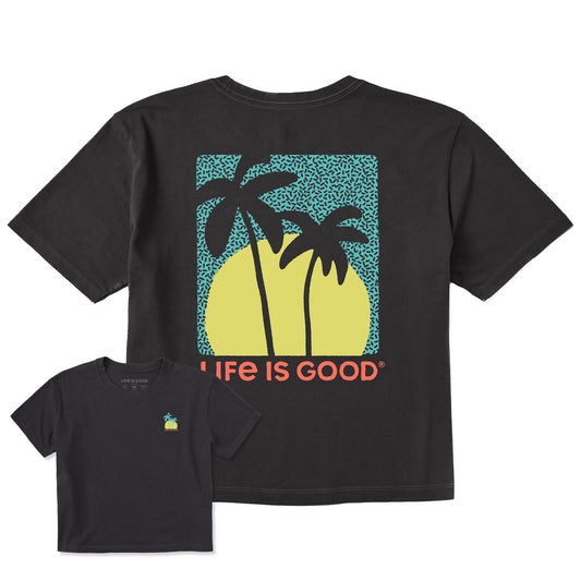 Women's Two Palm Sunset Short Sleeve Crusher Boxy Tee