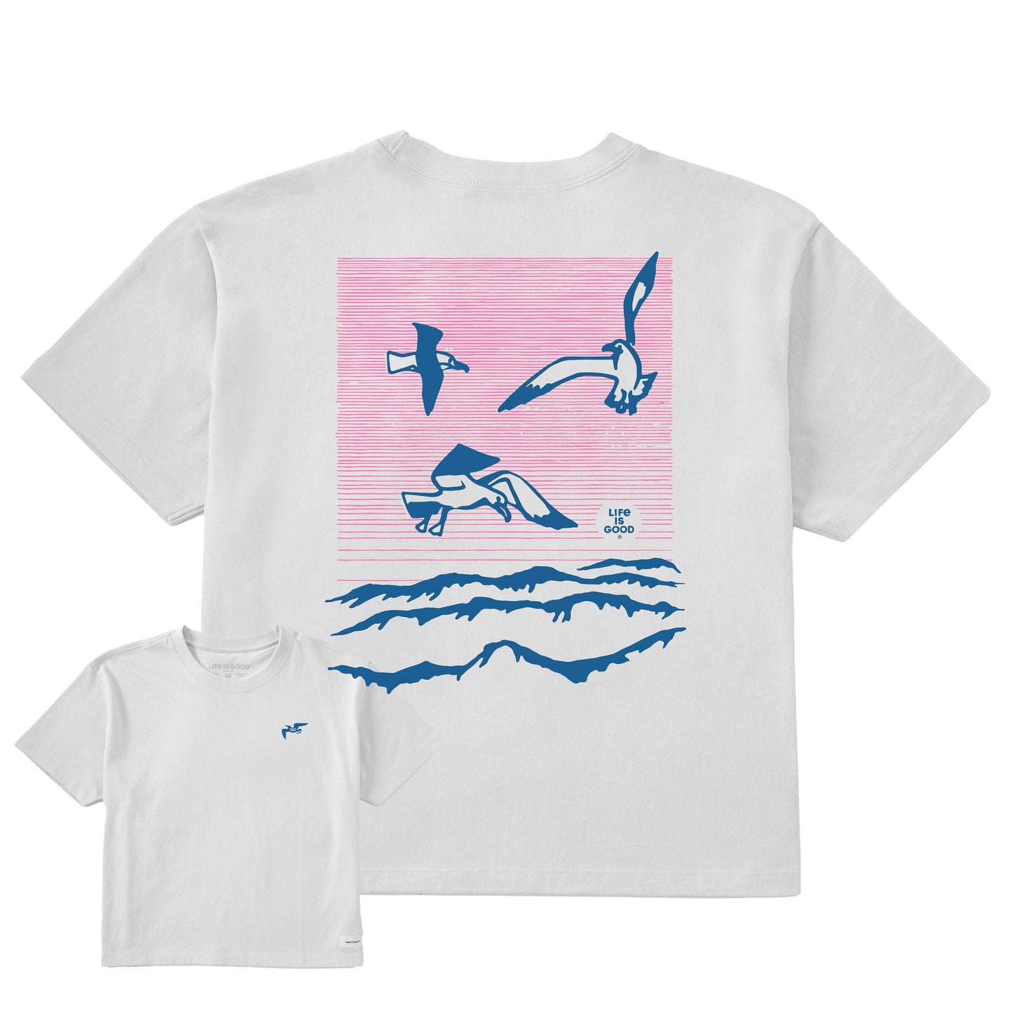 Women's Seagulls Over the Water Short Sleeve Crusher Boxy Tee