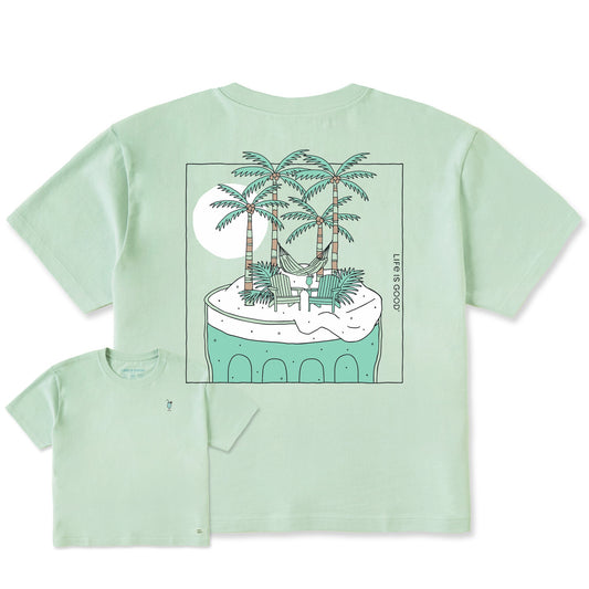 Women's Cocktail Beach Short Sleeve Crusher Boxy Tee