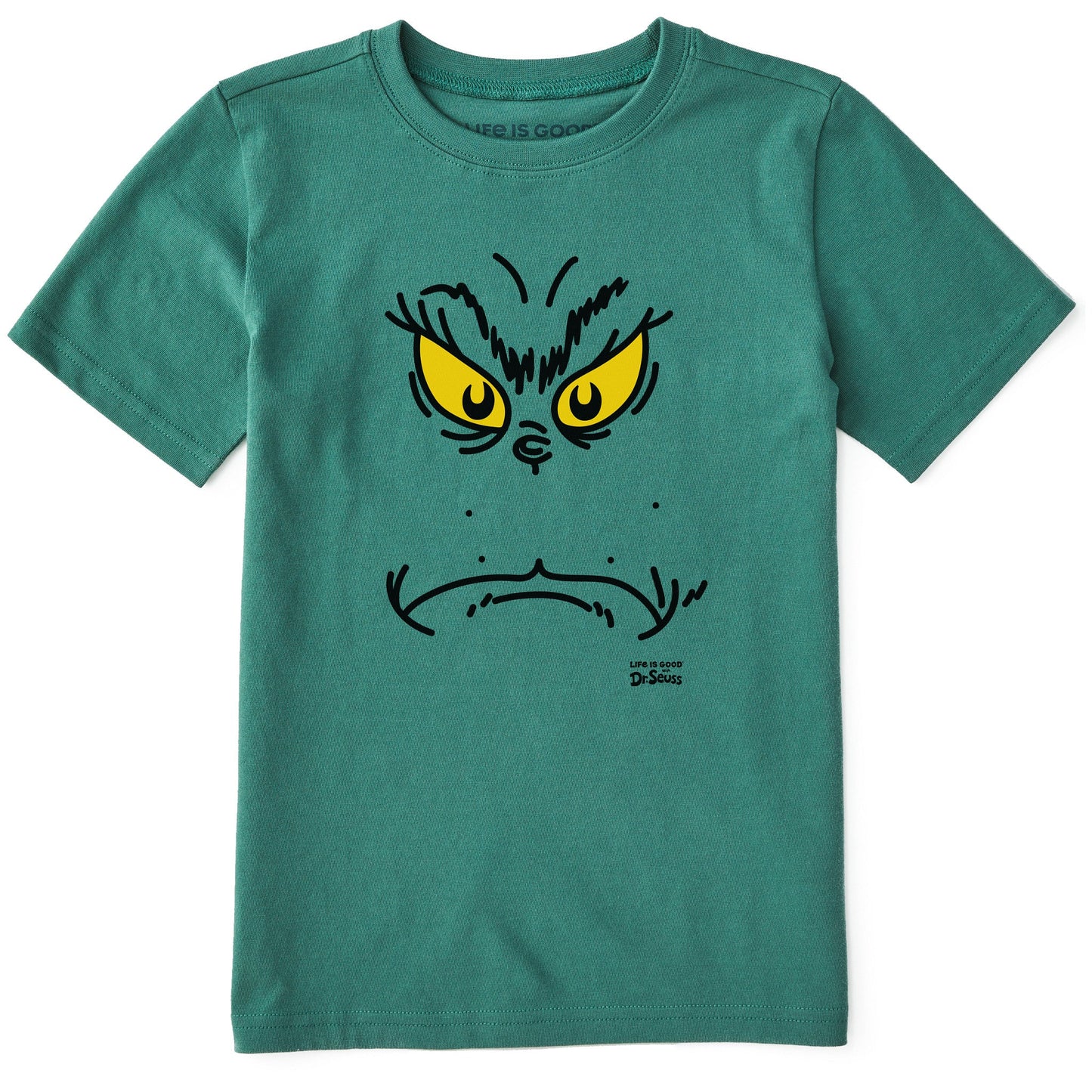 Kids Grinchy Face Short Sleeve Crusher Tee