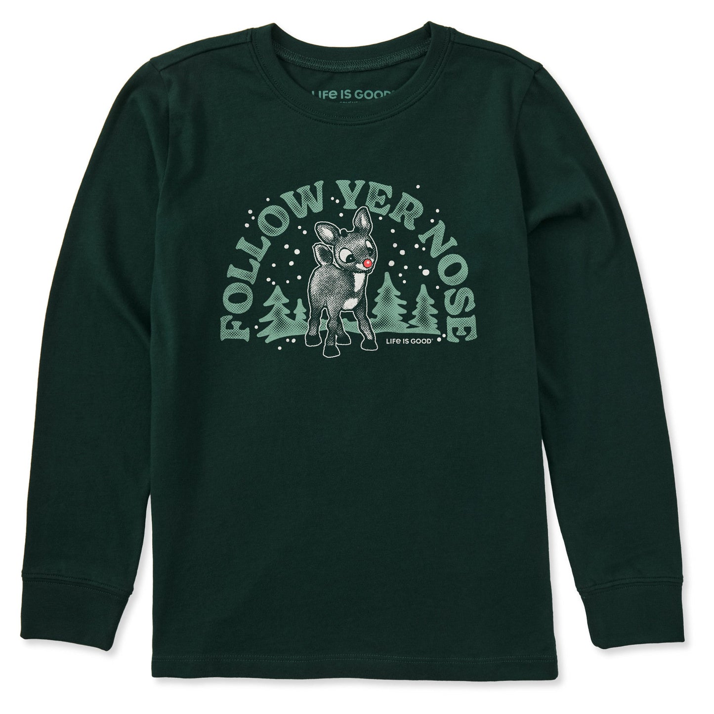Kids Rudolph Follow Yer Nose Long Sleeve Crusher Tee