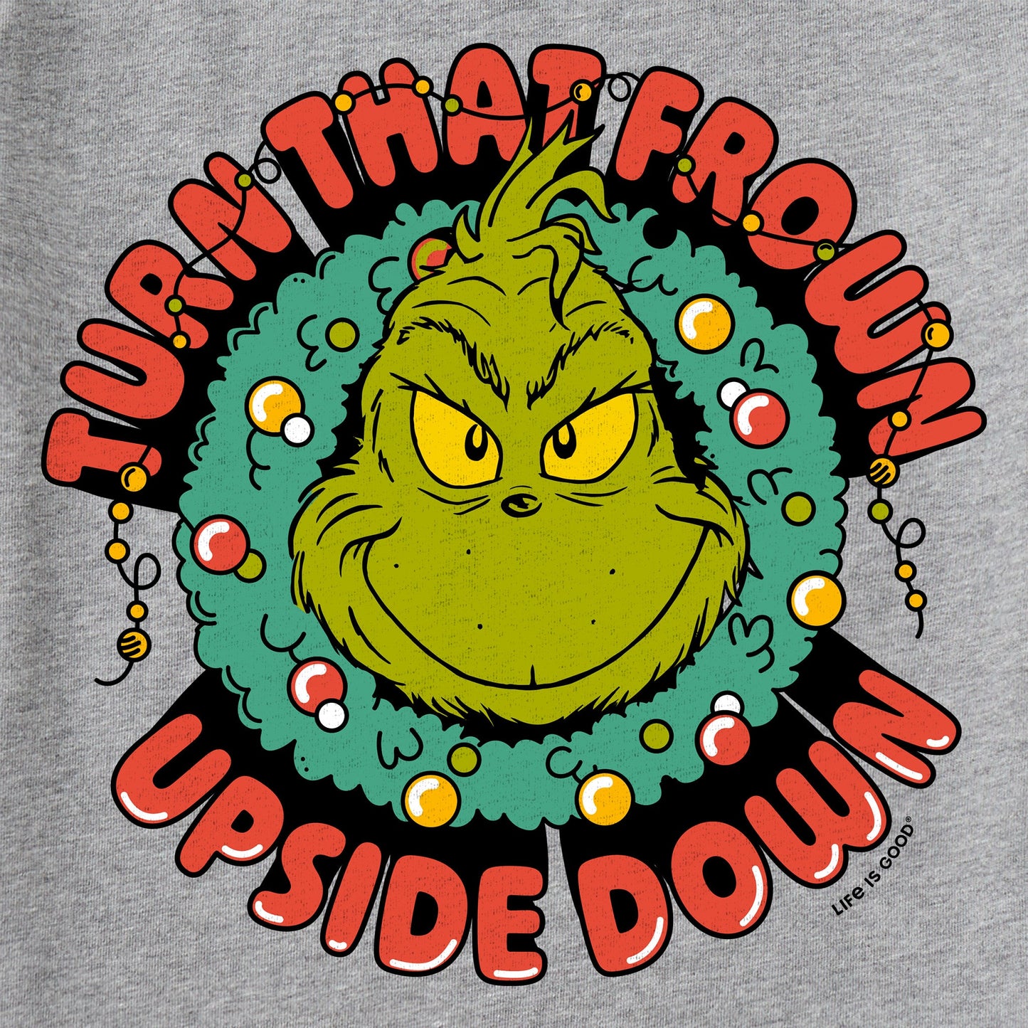 Kids Turn That Frown Upside Down Grinch Long Sleeve Crusher Tee