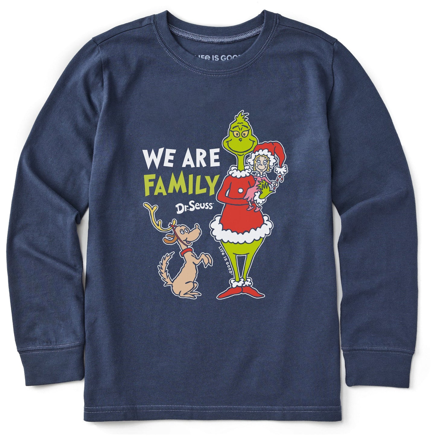 Kids We Are Family Grinch Long Sleeve Crusher Tee