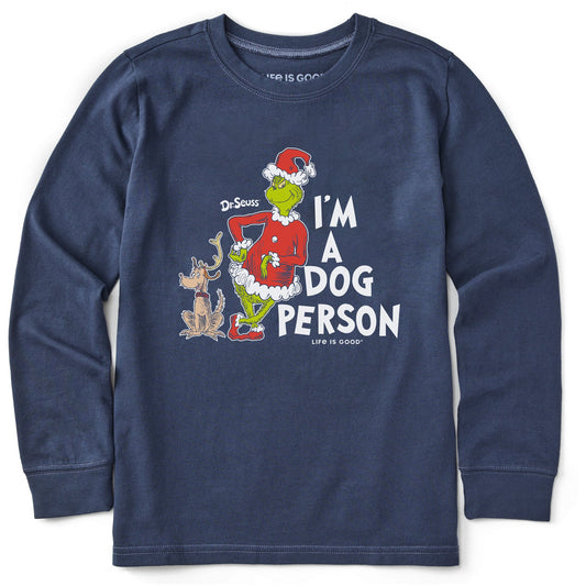 Kids I'm a Dog Person Grinch Long Sleeve Crusher Tee