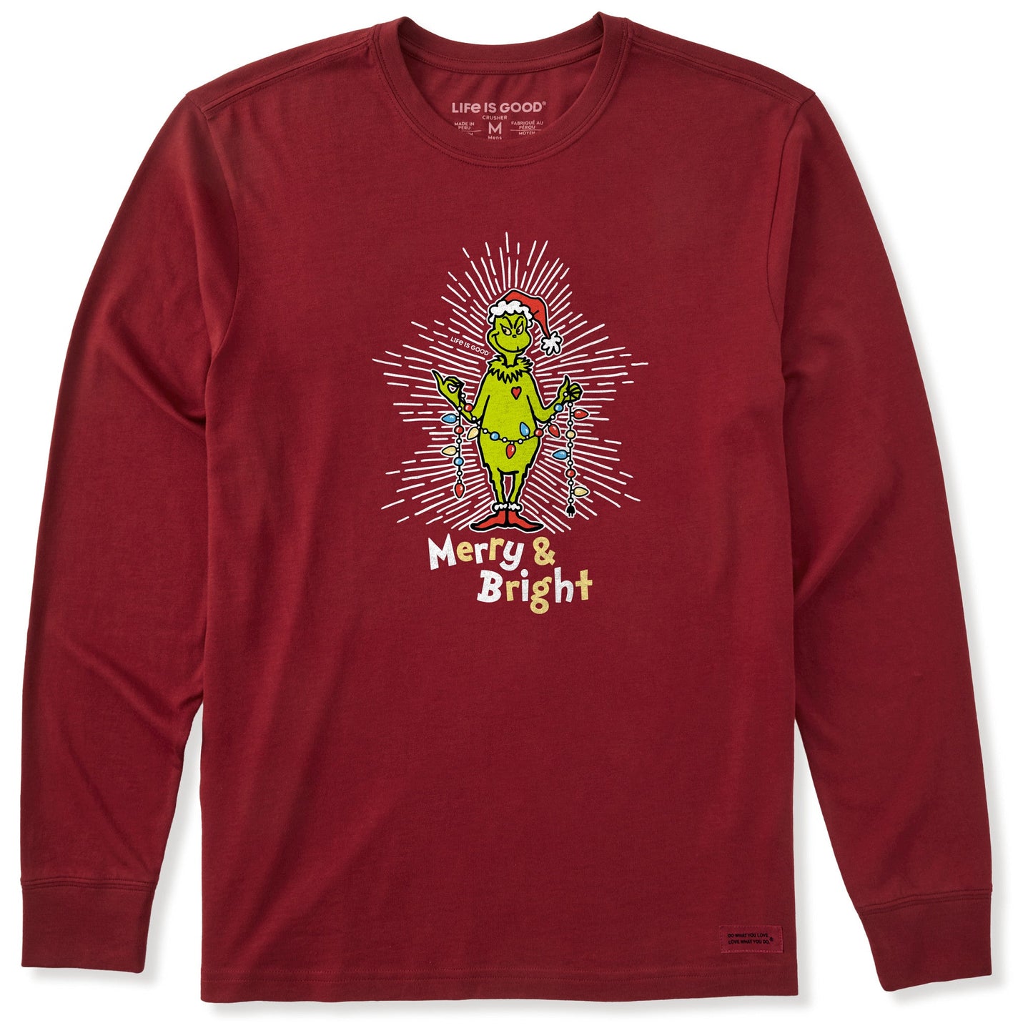 Men's Grinch Merry and Bright Long Sleeve Crusher Tee