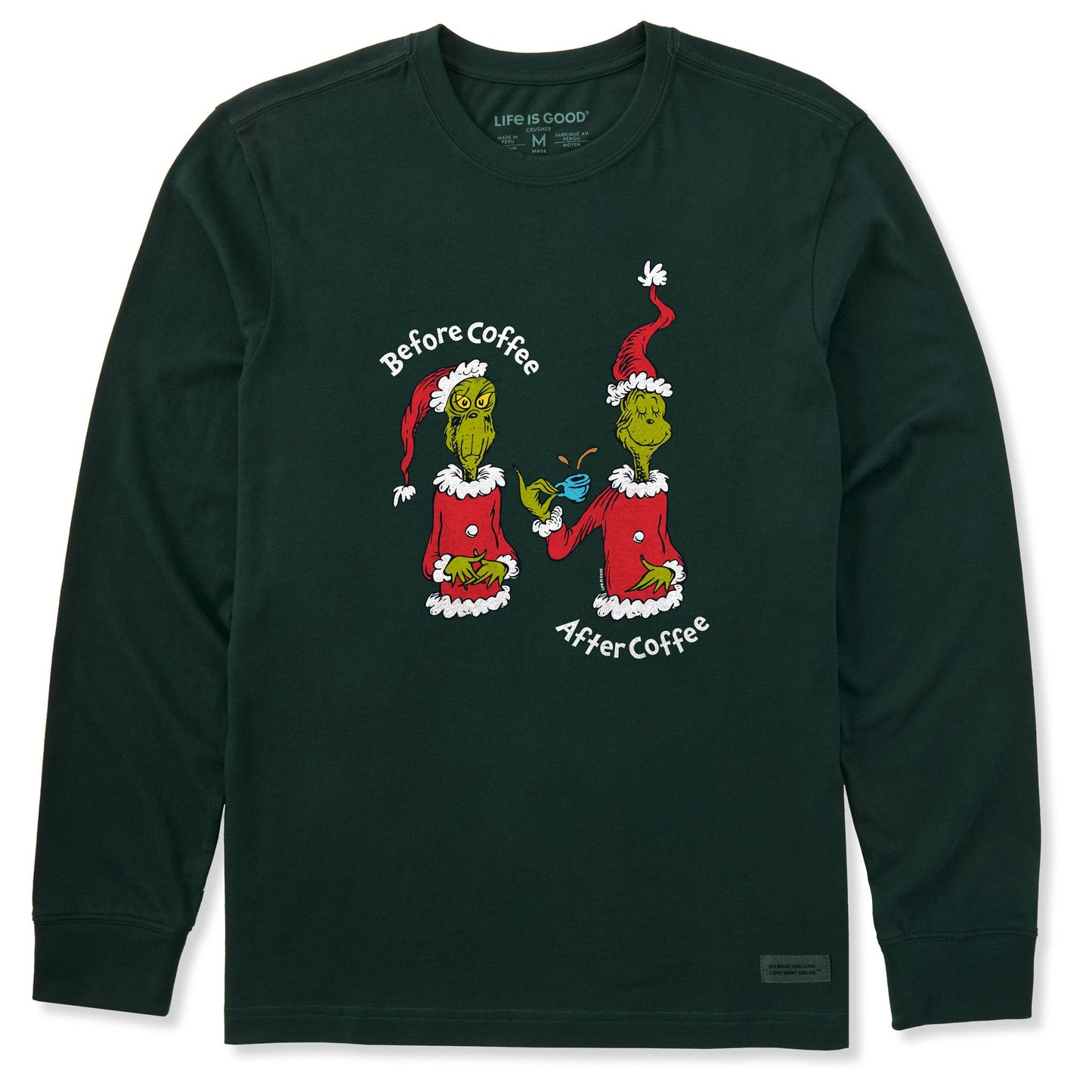 Men's Grinch Before/After Coffee Long Sleeve Crusher Tee