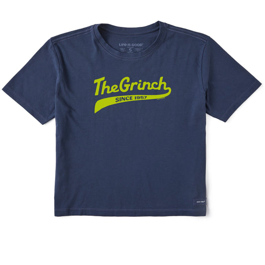 Women's The Grinch Ballyard Script Short Sleeve Crusher Boxy Tee