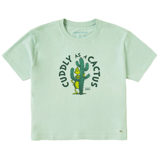 Women's Cuddly as a Cactus Grinch Short Sleeve Crusher Boxy Tee