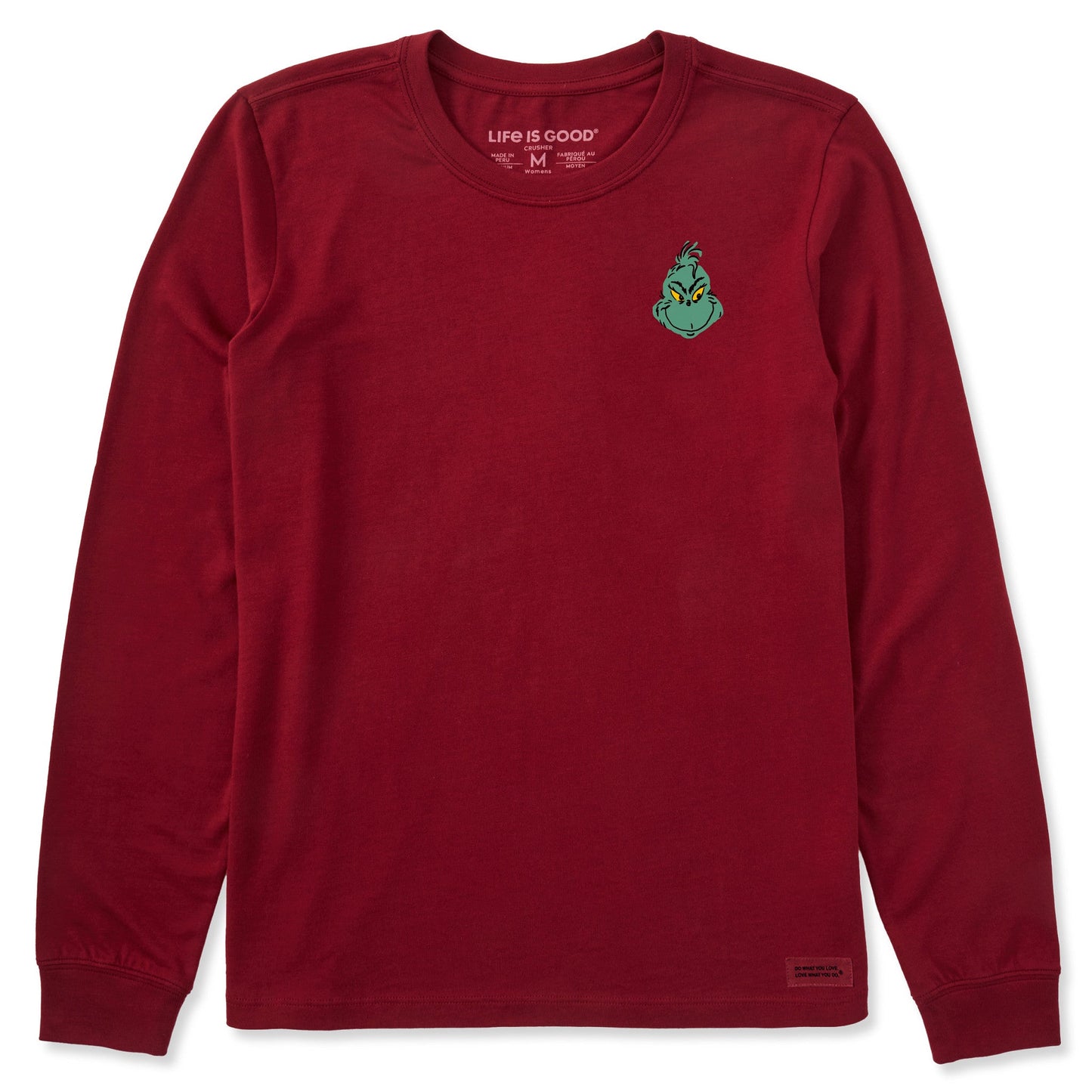 Women's Grinch Mini Face Long Sleeve Crusher Tee