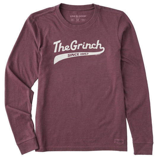 Women's The Grinch Ballyard Script Long Sleeve Crusher Tee