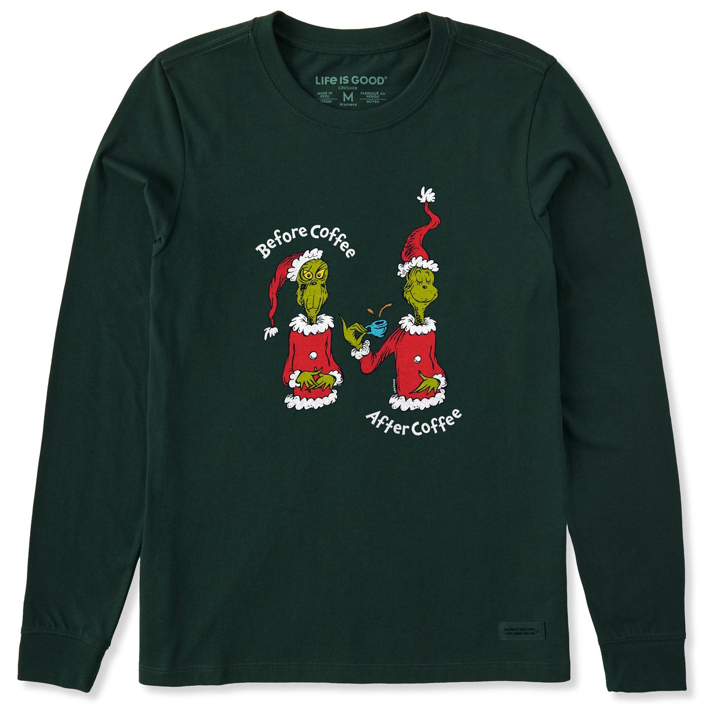 Women's Grinch Before/After Coffee Long Sleeve Crusher Tee