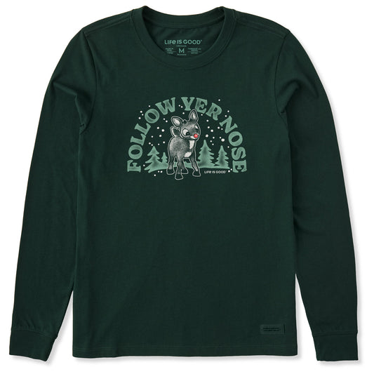 Women's Rudolph Follow Yer Nose Long Sleeve Crusher Tee