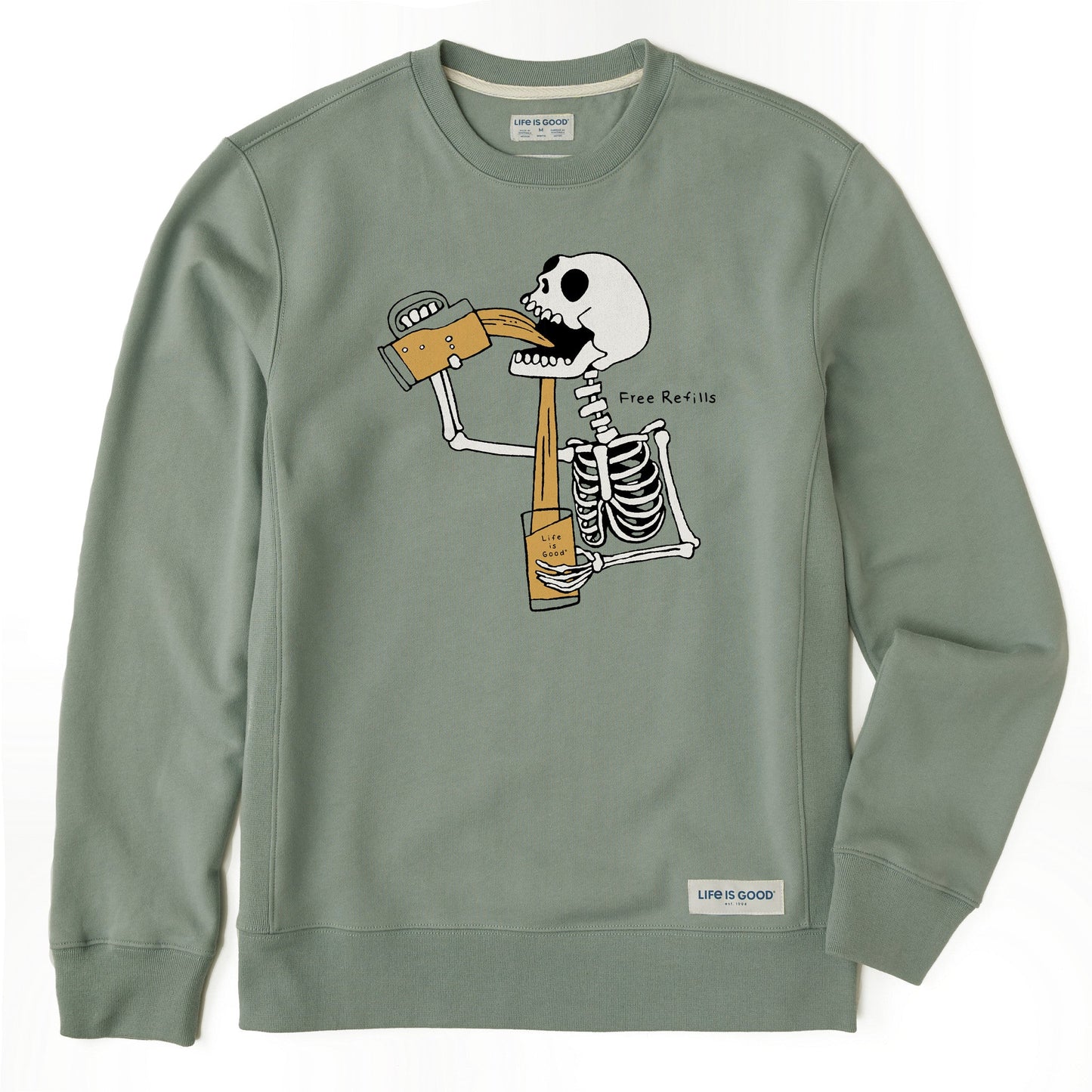 Men's Free Refills Skeleton Simply True Fleece Crew
