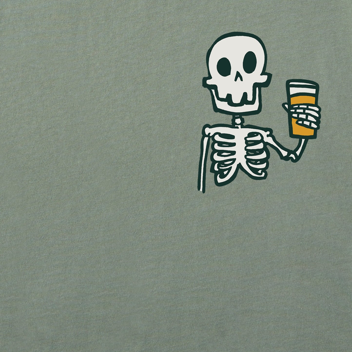 Men's Skeleton w Beer Long Sleeve Crusher Tee