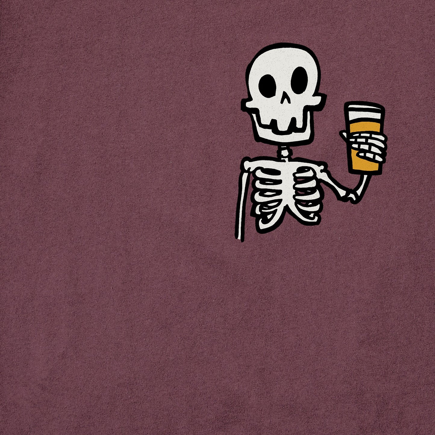 Men's Skeleton w Beer Long Sleeve Crusher Tee