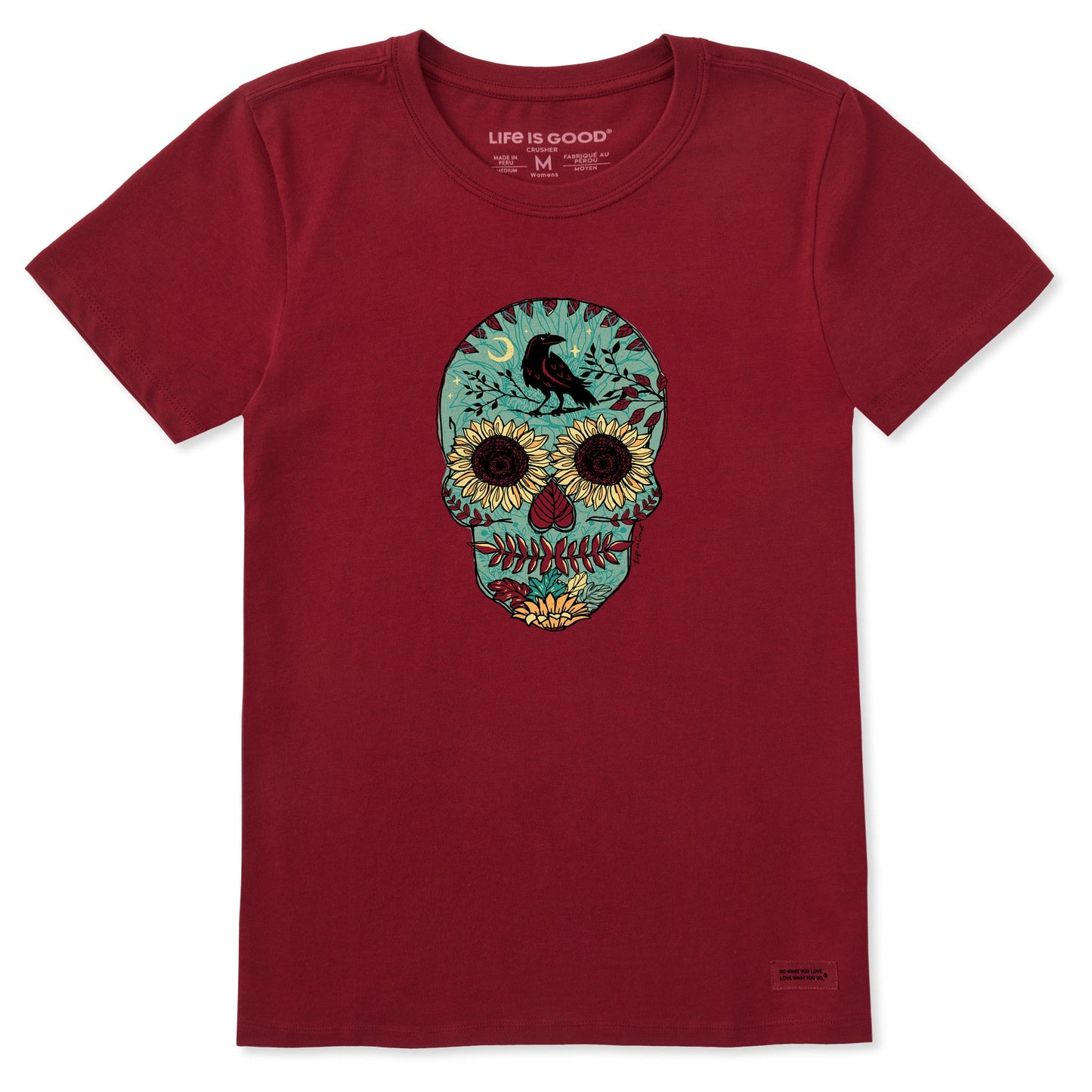 Women's Sunflower Skull Short Sleeve Crusher Tee