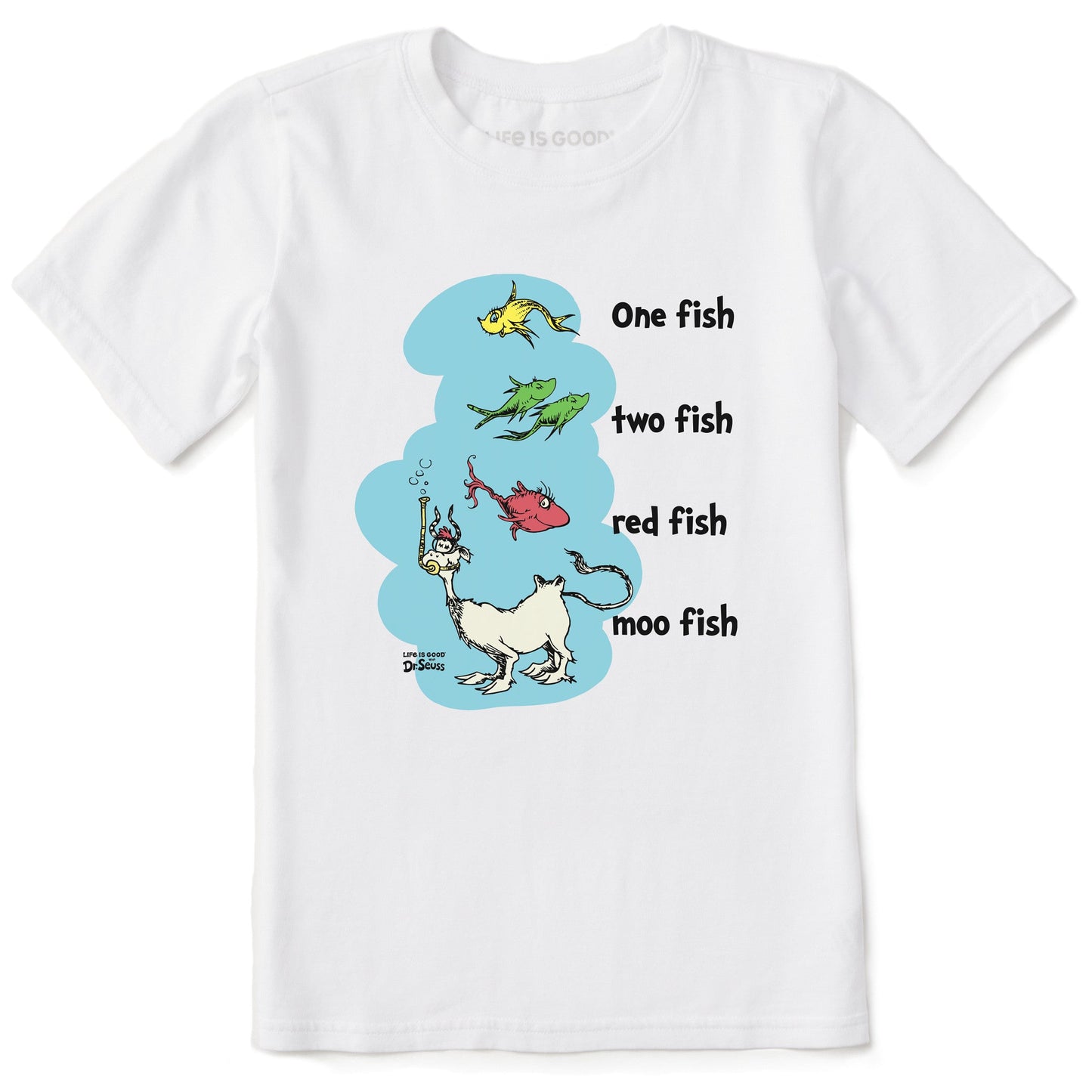 Kids One Fish Two Fish Red Fish Moo Fish Short Sleeve Crusher Tee