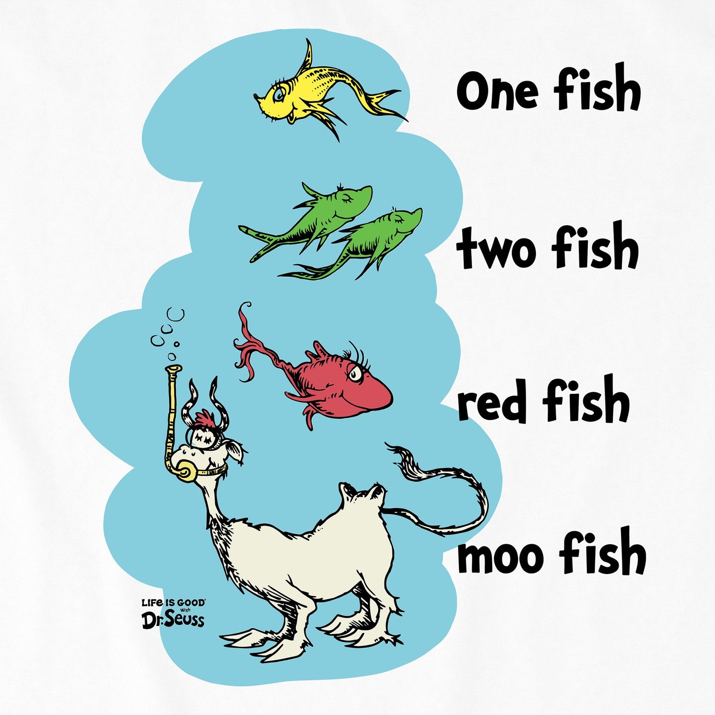 Kids One Fish Two Fish Red Fish Moo Fish Short Sleeve Crusher Tee