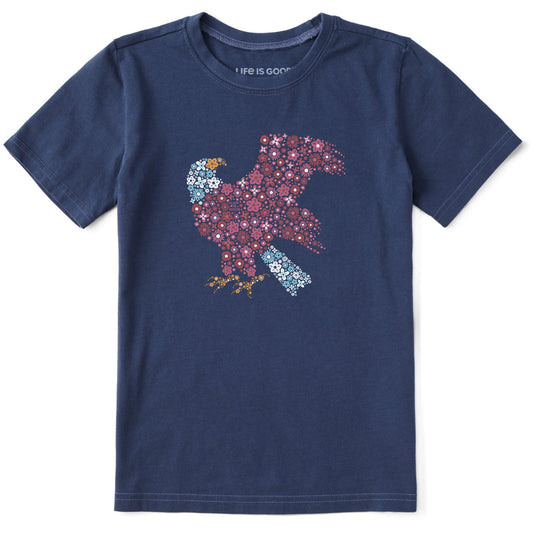 Kids Floral Bald Eagle Short Sleeve Crusher Tee
