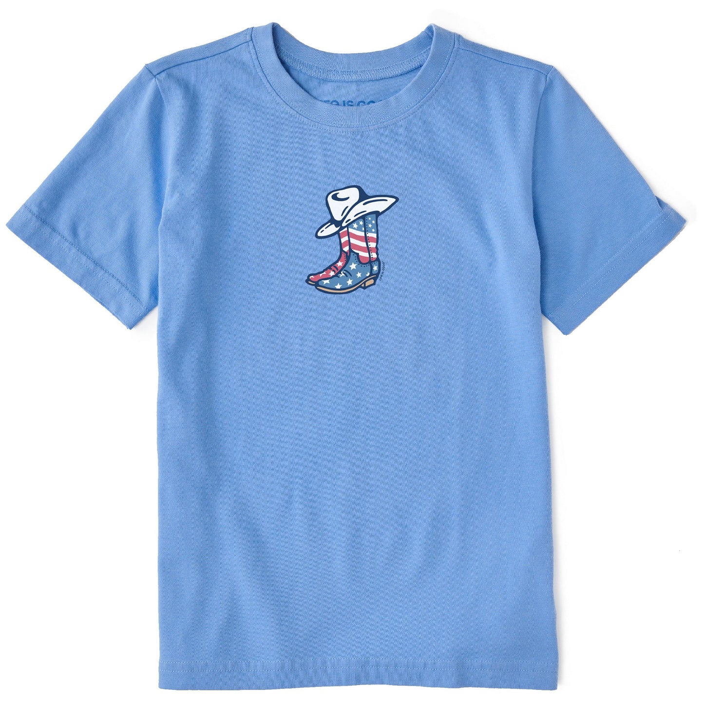 Kids USA Flag Cowboy Boots Short Sleeve Crusher Tee