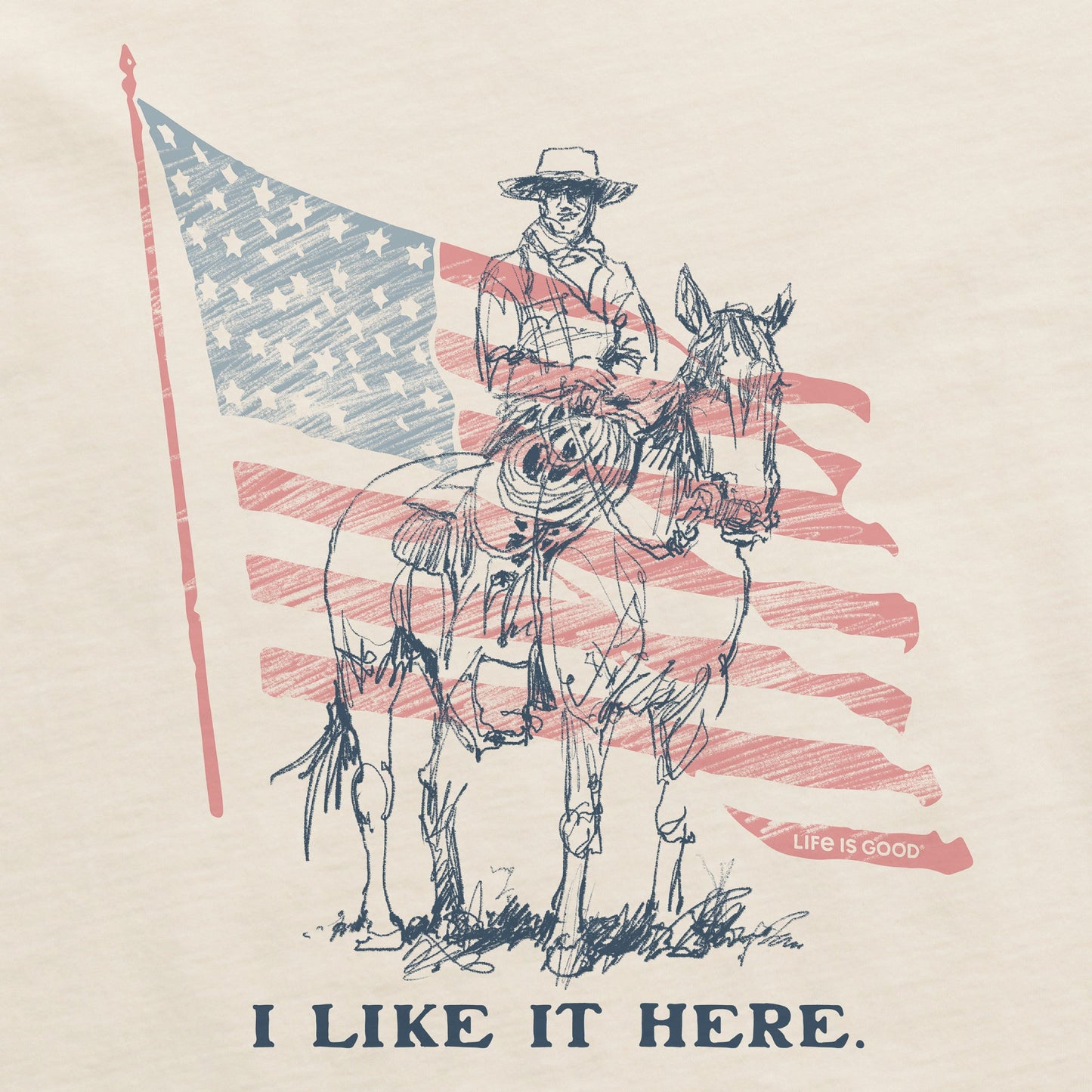 Men's I Like It Here Cowboy Short Sleeve Crusher Tee