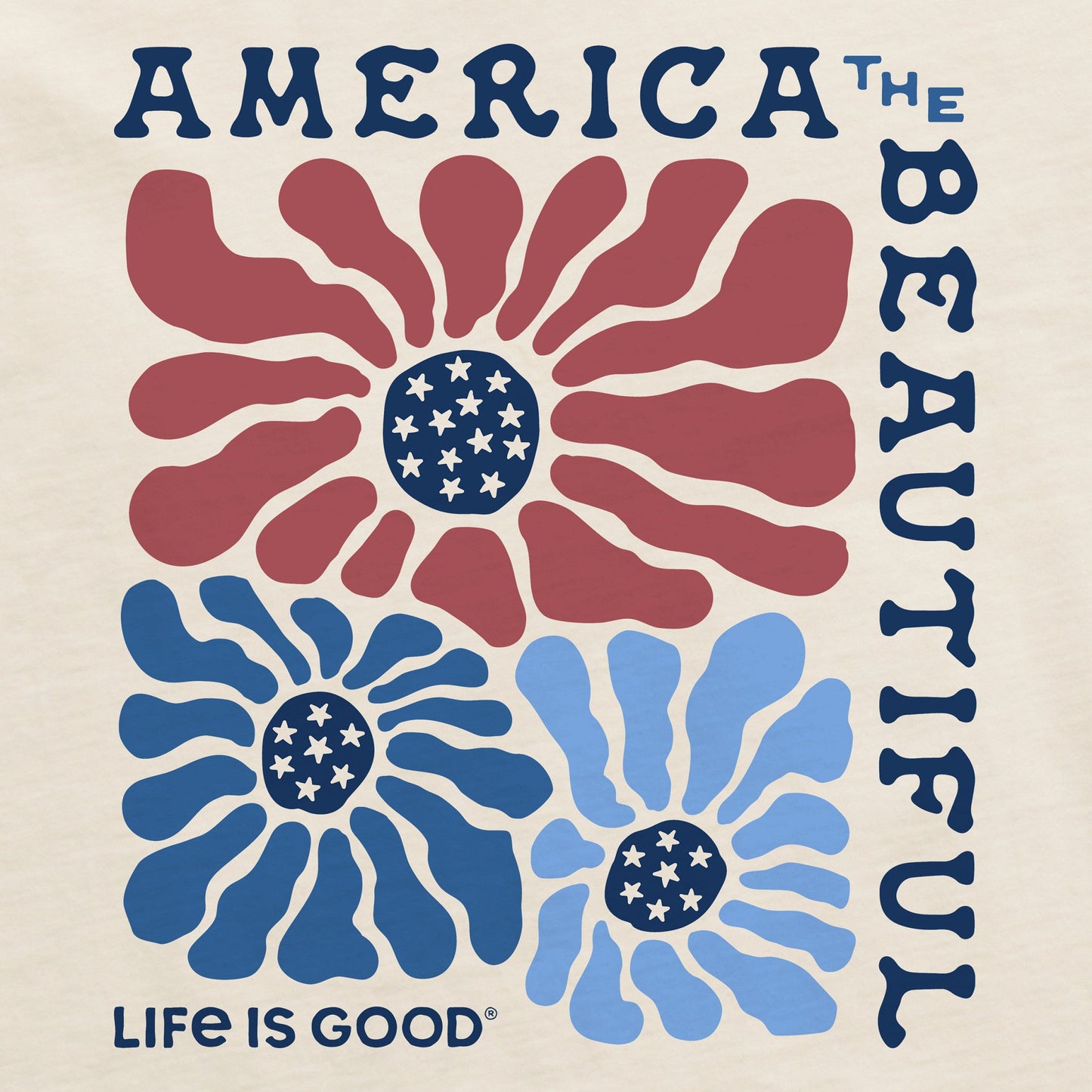 Women's America the Beautiful Flowers Short Sleeve Crusher Boxy Tee