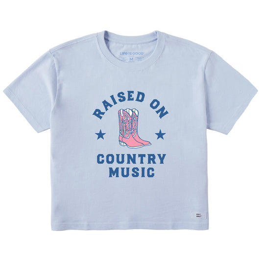 Women's Raised on Country Music Short Sleeve Crusher Boxy Tee