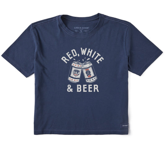 Women's Red White and Beer Short Sleeve Crusher Boxy Tee