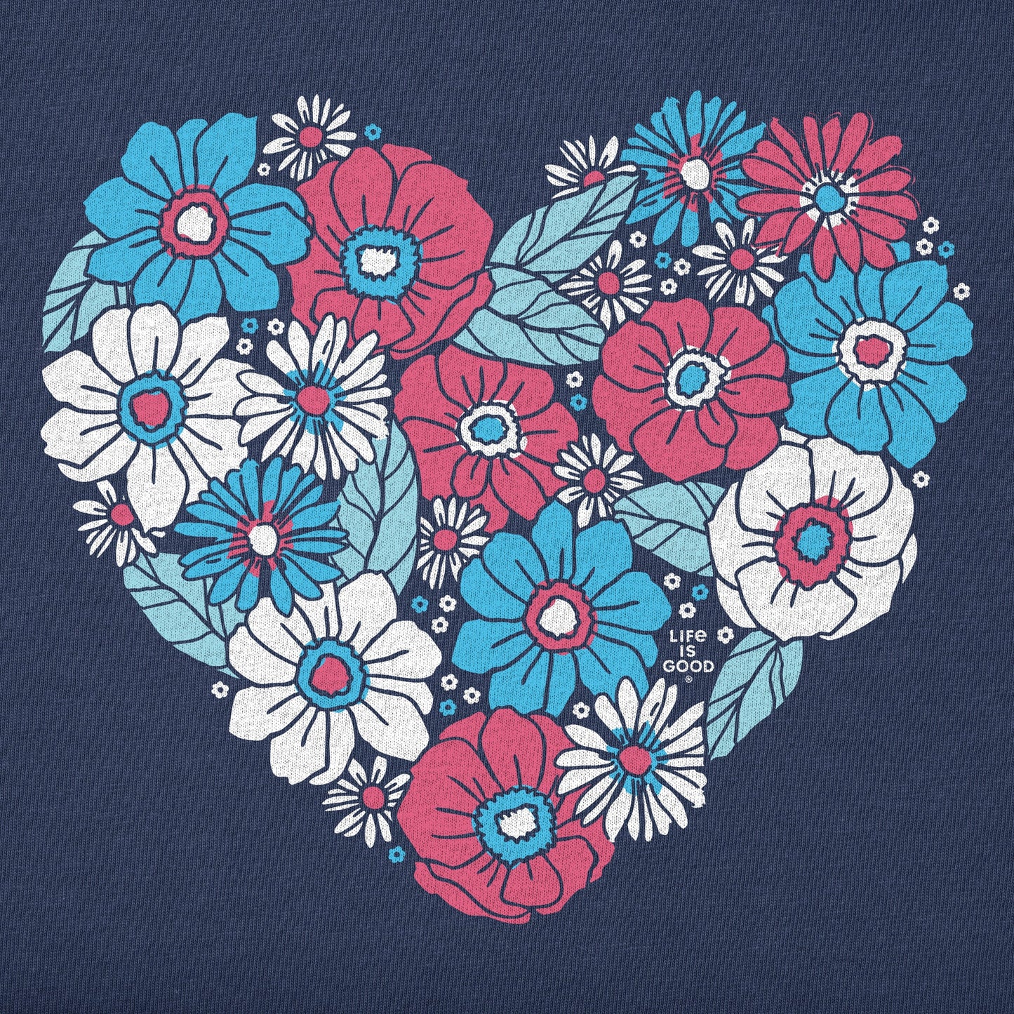 Women's American Flower Heart Short Sleeve Vee