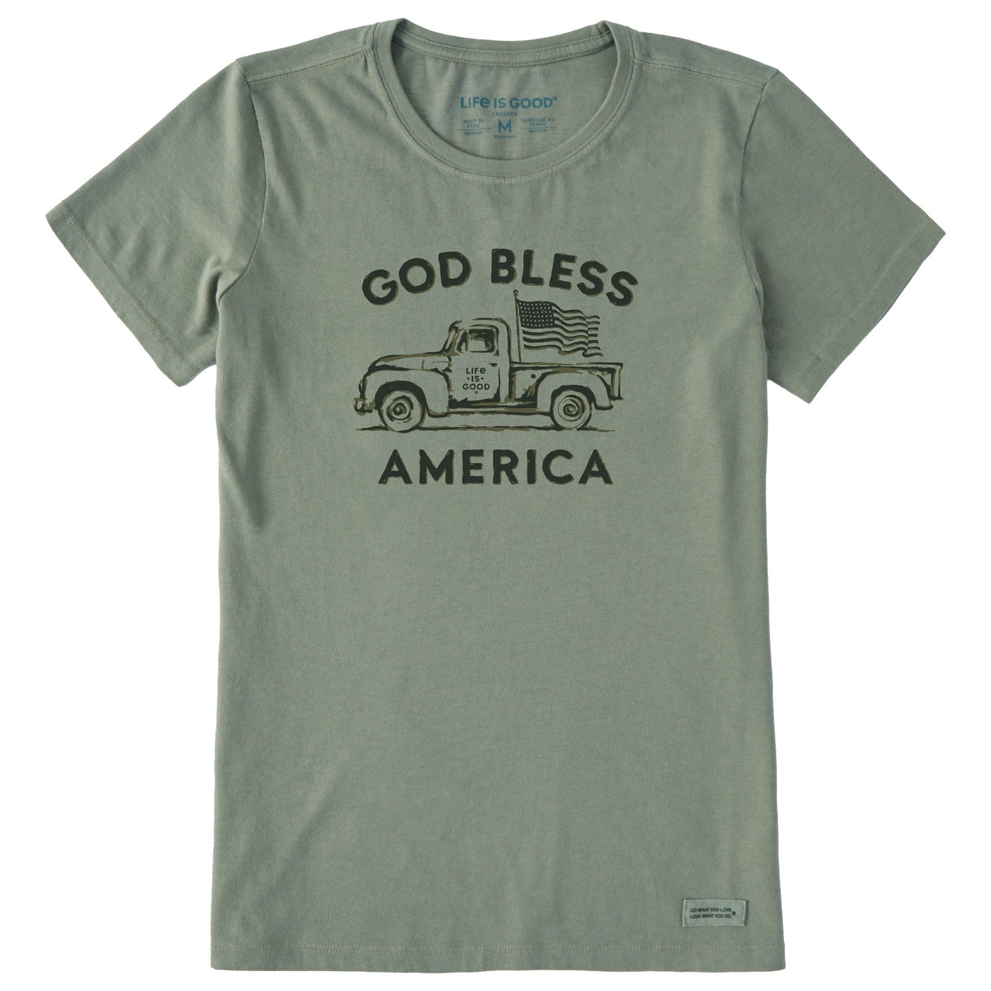 Women's God Bless American Trucks Short Sleeve Crusher Tee