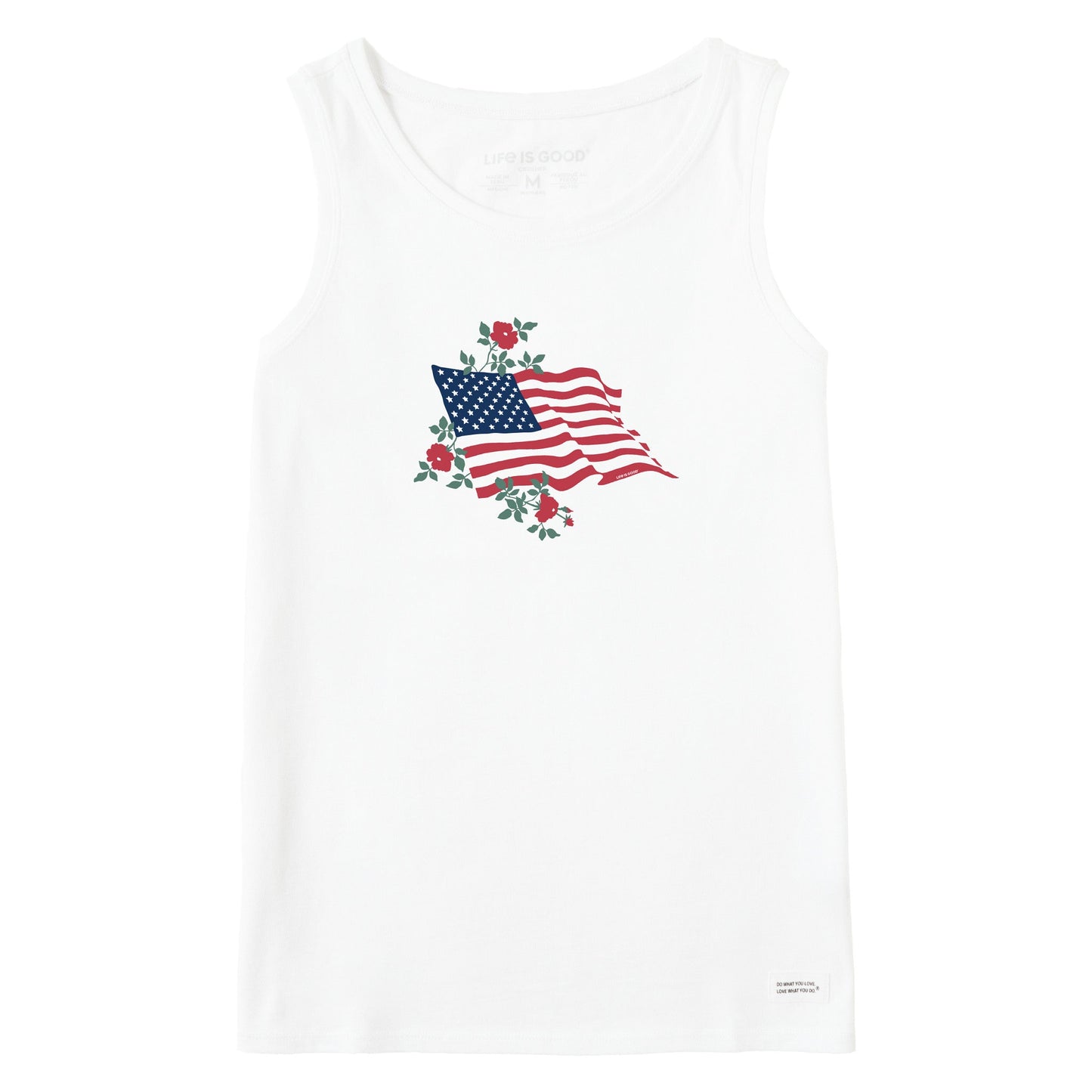 Women's Red Rose American Flag Crusher Tank