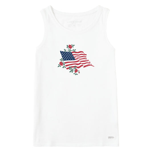 Women's Red Rose American Flag Crusher Tank