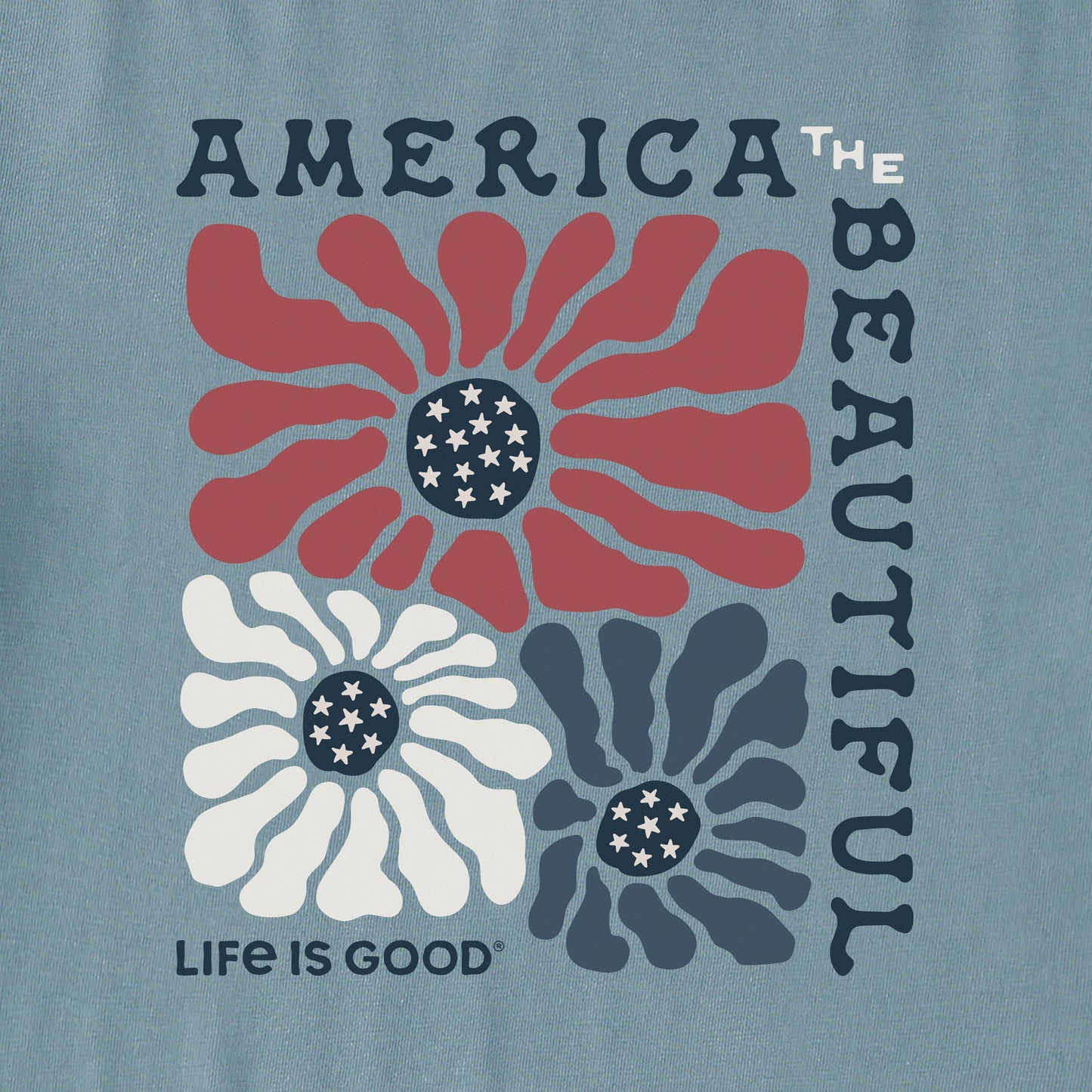 Women's America the Beautiful Flowers Short Sleeve Crusher Tee
