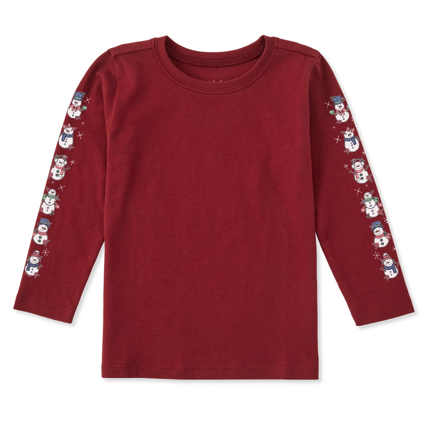 Toddler Cute Snowmen Long Sleeve Crusher Tee