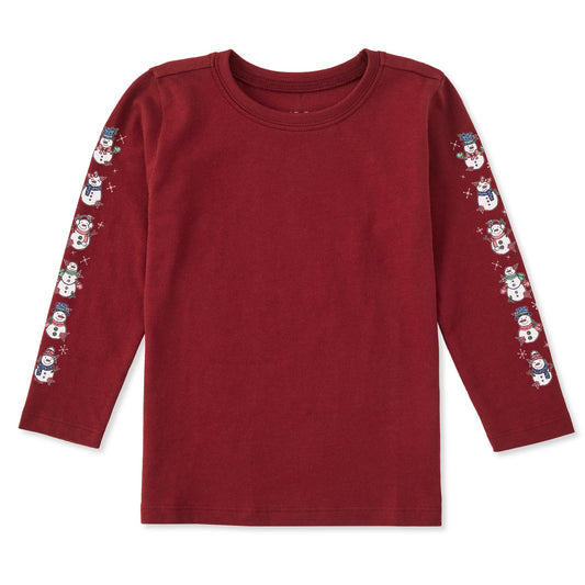 Toddler Cute Snowmen Long Sleeve Crusher Tee
