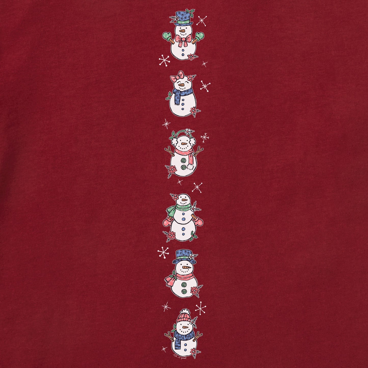 Women's Cute Snowmen Long Sleeve Crusher Vee