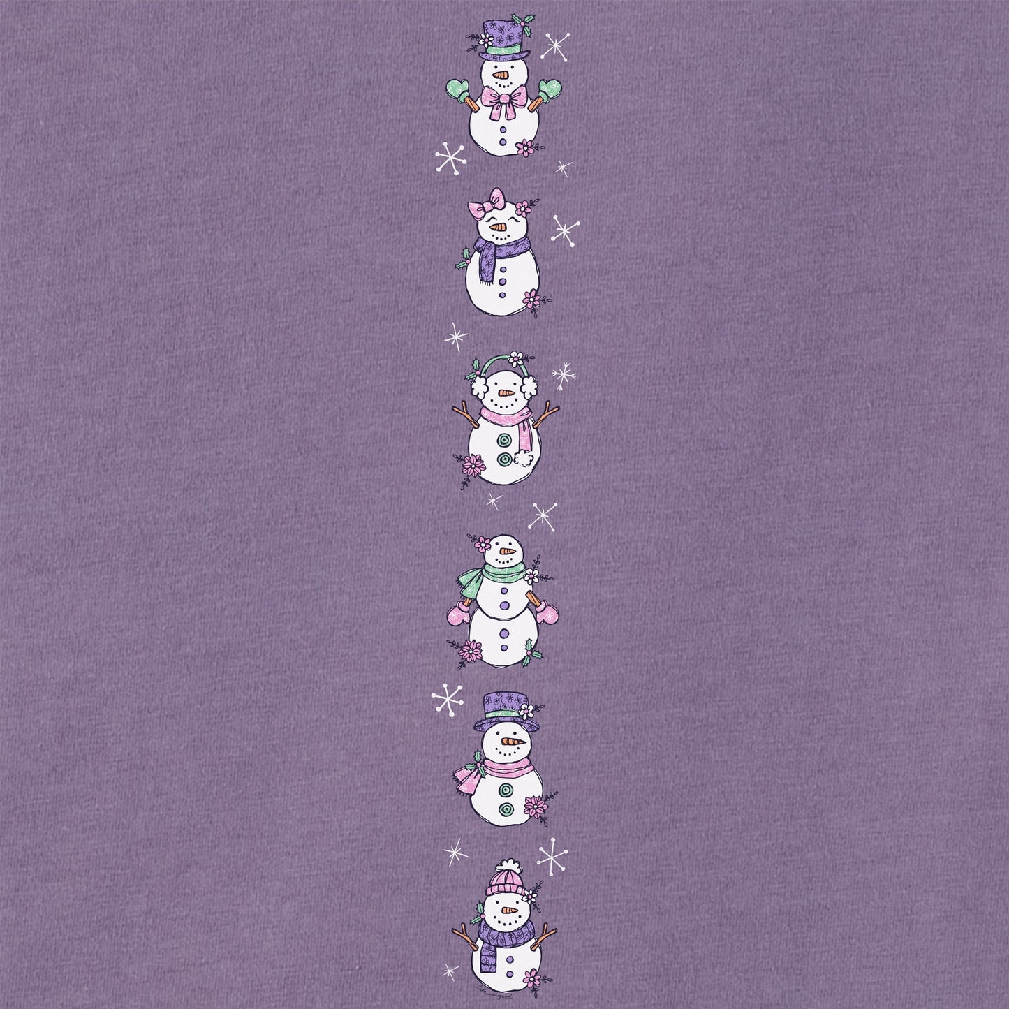 Women's Cute Snowmen Long Sleeve Crusher Tee