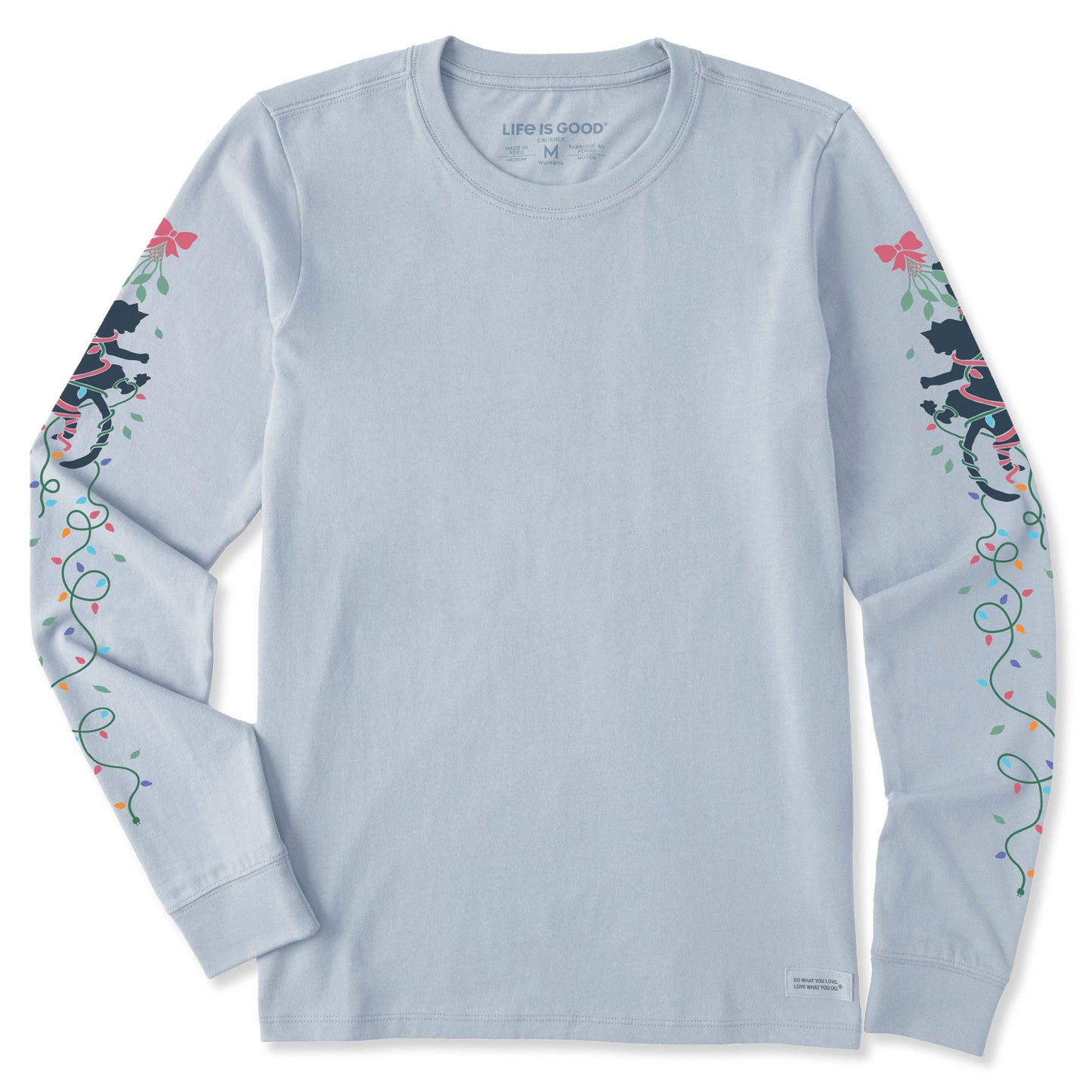 Women's Naughty Christmas Cat Long Sleeve Crusher Tee