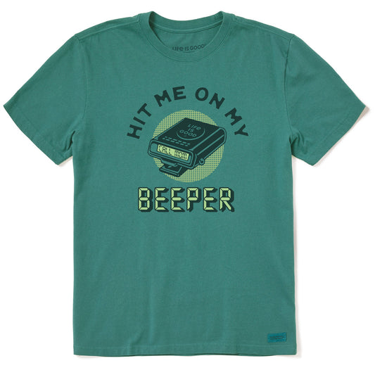 Men's Hit Me on My Beeper Short Sleeve Crusher Tee