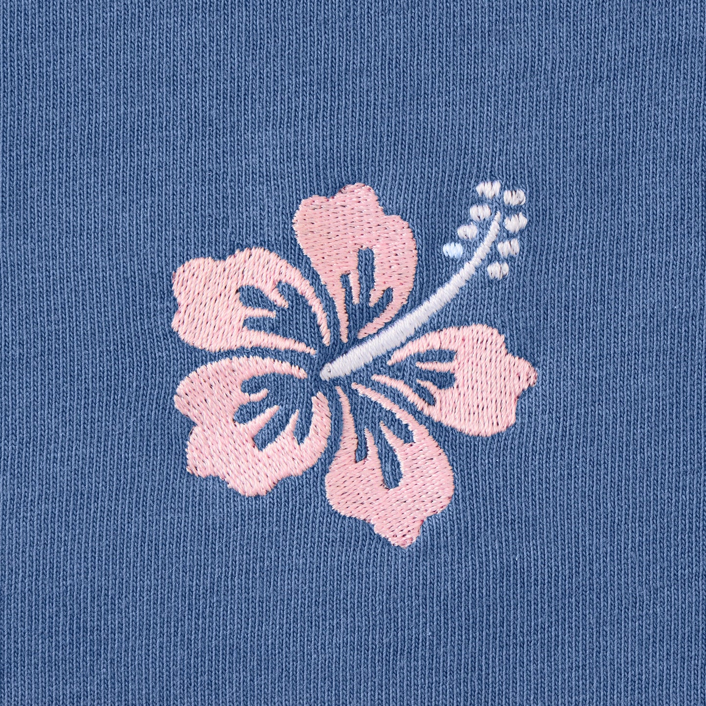 Women's Embroidered Hibiscus Short Sleeve Crusher Vee