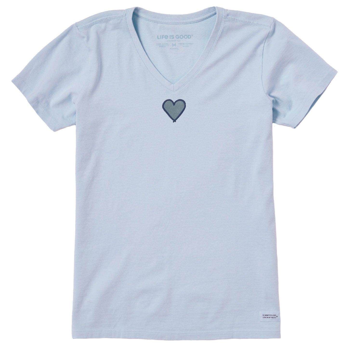 Women's Embroidered Heart Short Sleeve Crusher Vee