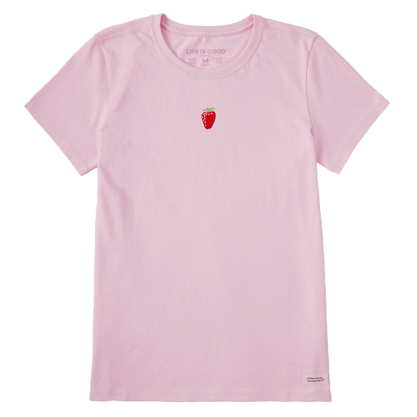 Women's Embroidered Strawberry Short Sleeve Crusher Tee
