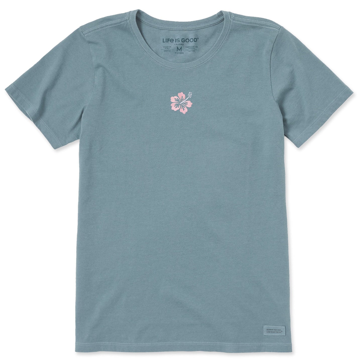 Women's Embroidered Hibiscus Short Sleeve Crusher Tee