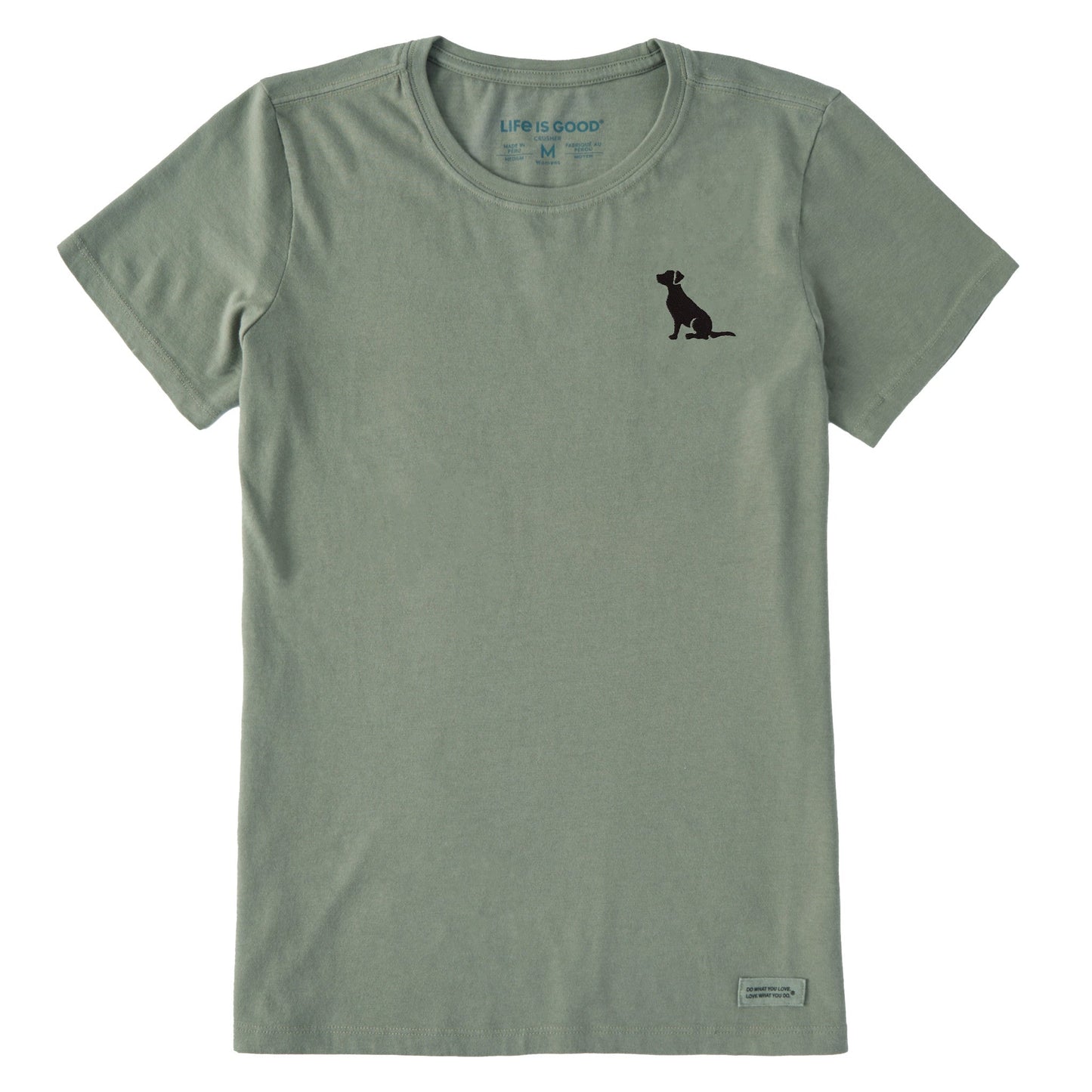 Women's Embroidered Sitting Dog Short Sleeve Crusher Tee