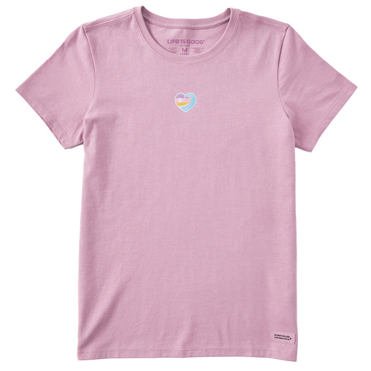 Women's Embroidered Ocean Heart Short Sleeve Crusher Tee